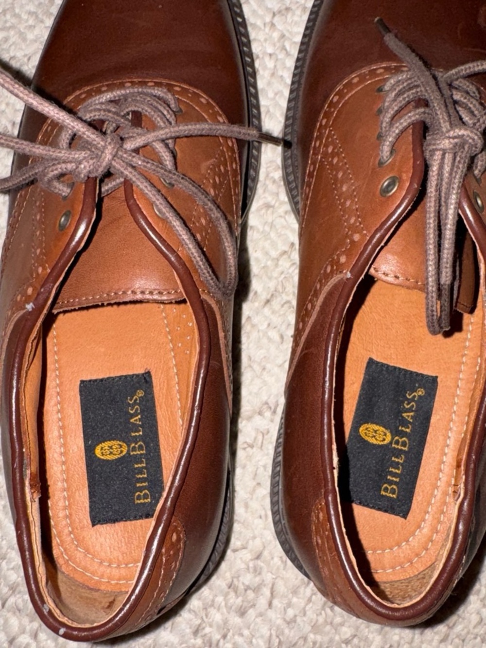 Men's Brown Leather Oxford Dress Shoes - Picture 3 of 7